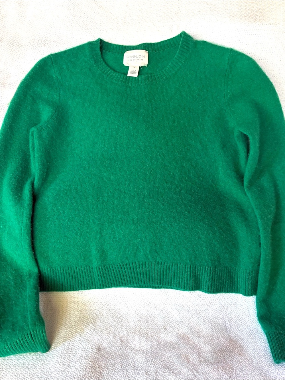 Caslon 100% Cashmere Bright Green Crewneck Sweater